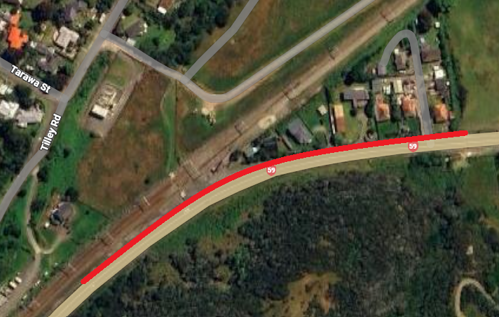 Map showing the affected areas for the watermain upgrade in Paekākāriki , alongside SH 59. From Tuesday 20 January to ed of March 2026.