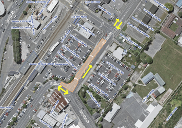 Map showing the roadworks happening on Hinemoa and Epiha Streets in Paraparaumu this January.