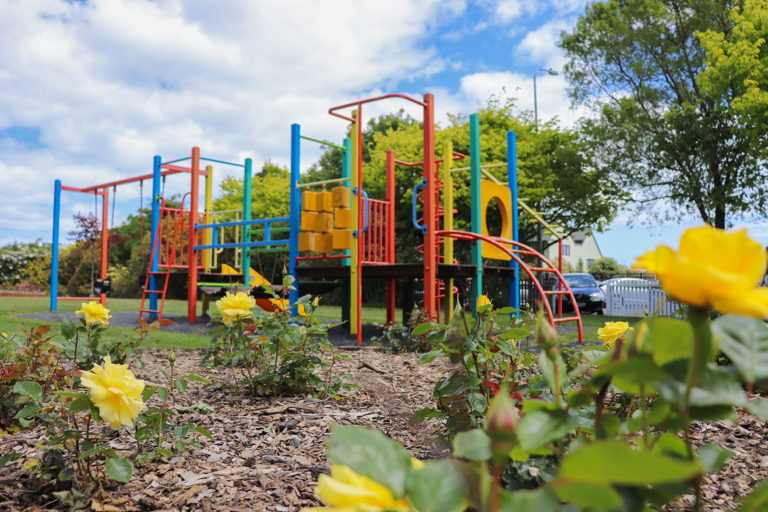 Waikanae War Memorial 2023 roses and playground