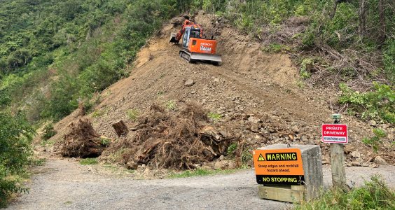 Digger starting earthworks at Blue Bluff